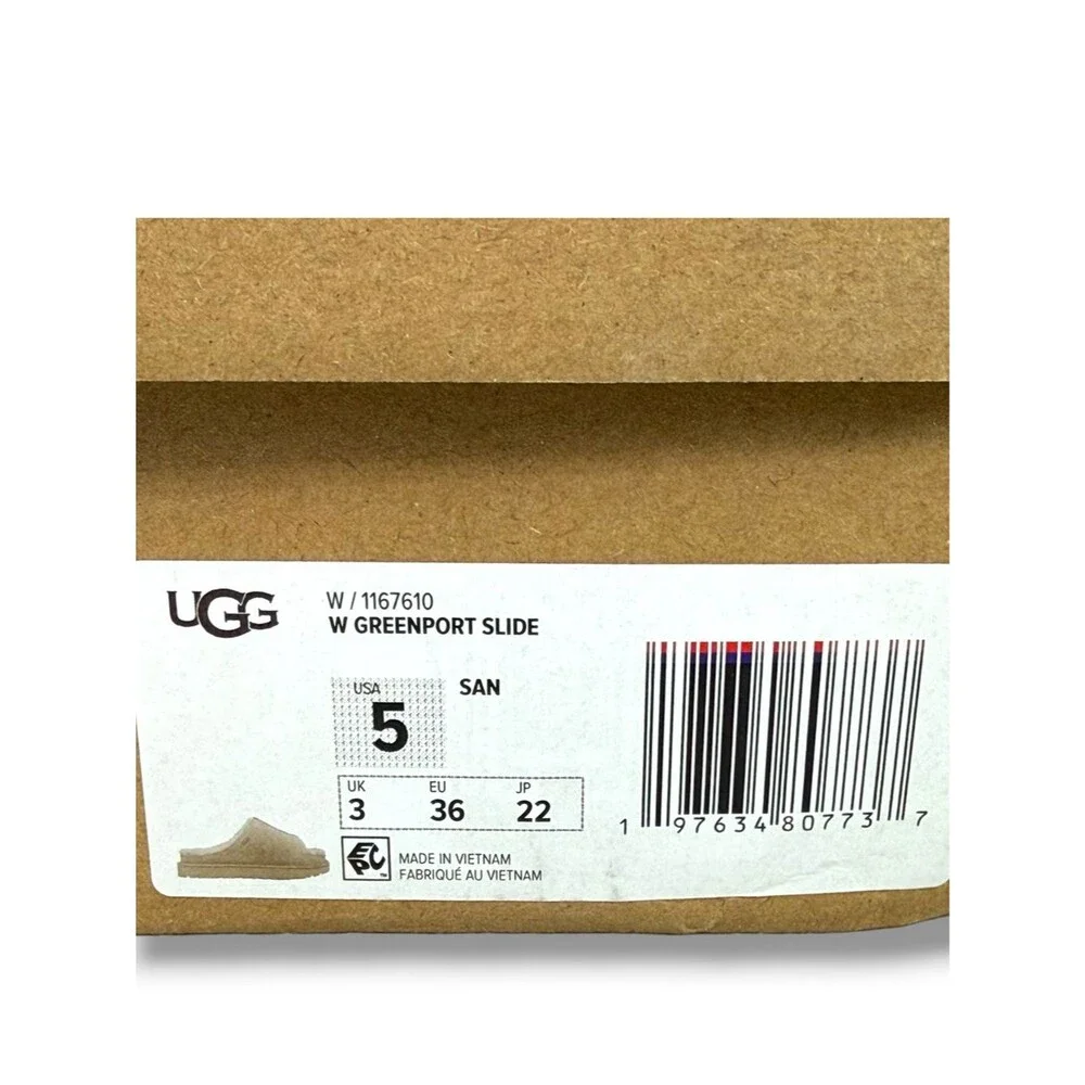 NIB UGG Greenport Suede Shearling Slippers Slip On Slides Size 5 Cozy Cabincore